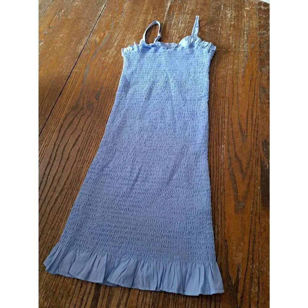 Medium Runs Small SheIn Blue Shirred Adjustable Spaghetti Straps Mini Dress